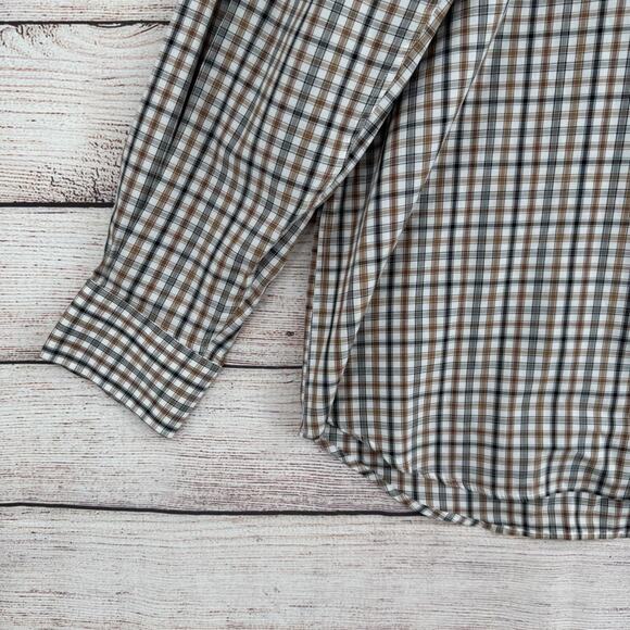 Peter Millar Plaid Button Down Shirt Men's Size XL White/Black/Beige - Picture 5 of 11